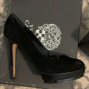 Suede platform heels
